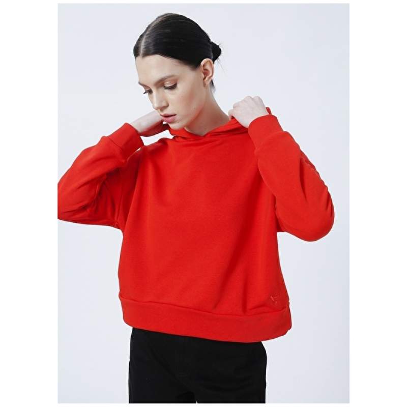 Factory Gola-Y Hoodie Basic Plain Red Women's Sweatshirt