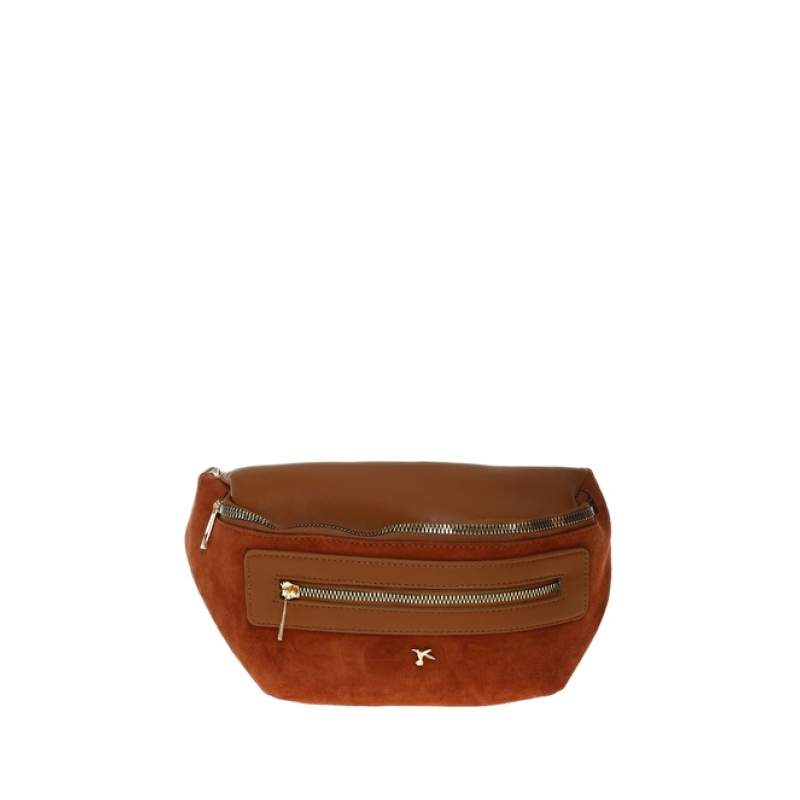 Factory Tobacco 40x15x7 Women's Suede Leather Waist Bag MANILA-FLORO