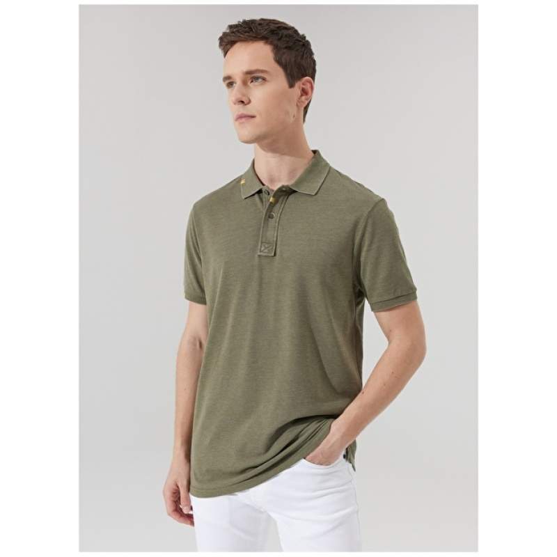 Altınyıldız Classics Polo Neck Khaki Men's T-Shirt 4A4823200048