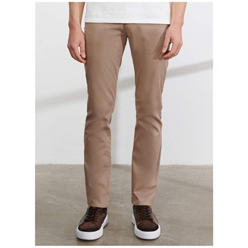Altınyıldız Classics muške pantalone s normalnim strukom udobnim krojem tamno bež 4A012320009363