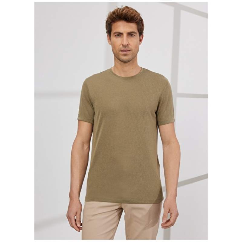 Altınyıldız Classics Crew Neck Khaki Men's T-Shirt 4A4823200045 Altınyıldız Classics Crew Neck Khaki Men's T-Shirt 4A4823200045