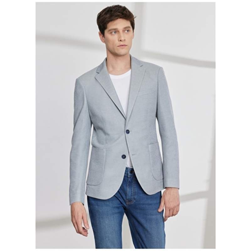 Altınyıldız Classics Slim Fit Blue Men's Jacket 4A0423200008 Altınyıldız Classics Slim Fit Blue Men's Jacket 4A0423200008