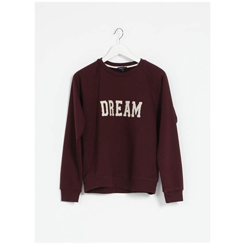 Factory Crew Neck Printed Plum Women's Sweatshirt EDDIE