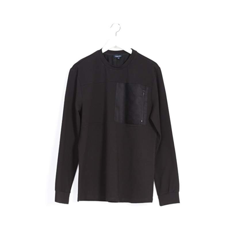 Factory O Neck Solid Black Men's Sweatshirt ALUIN Factory O Neck Solid Black Men's Sweatshirt ALUIN