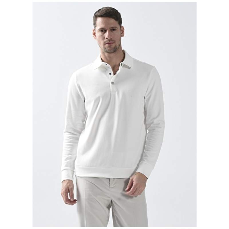 Factory Shirt Collar Plain Off White Men's Sweatshirt ALEGRON Factory Shirt Collar Plain Off White Men's Sweatshirt ALEGRON