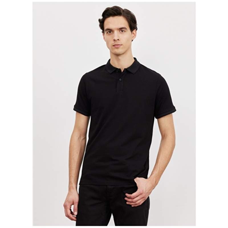 Altınyıldız Classics Polo Neck Black Men's T-Shirt 4A9000000003 Altınyıldız Classics Polo Neck Black Men's T-Shirt 4A9000000003