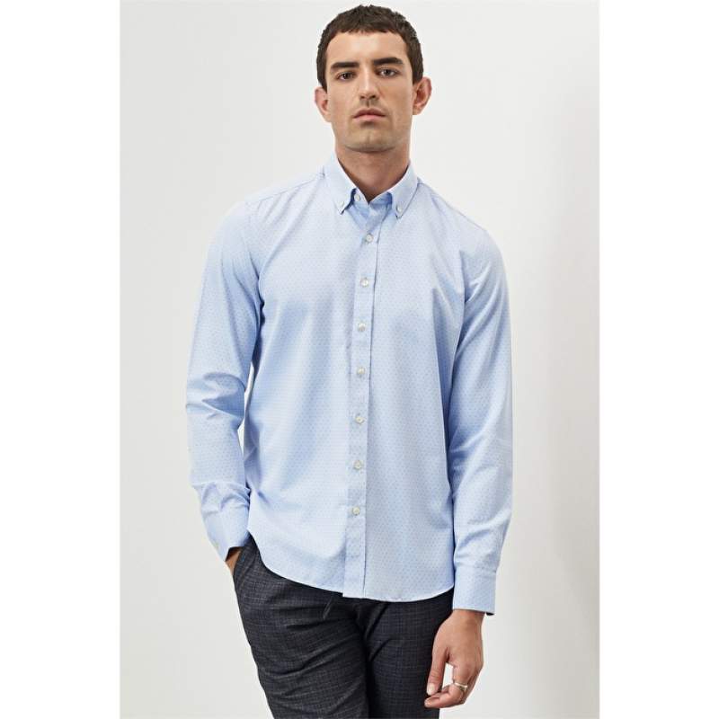 Slim Fit Slim Fit Buttoned Collar Dobby Shirt