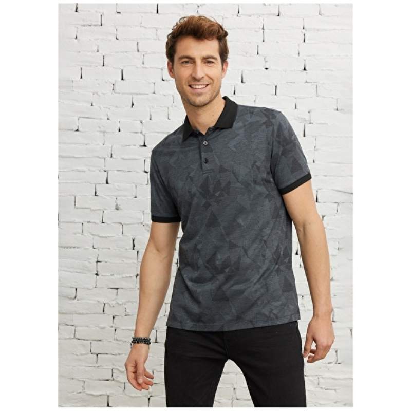 Altınyıldız Classics Polo Neck Black Men's T-Shirt 4A4823200035 Altınyıldız Classics Polo Neck Black Men's T-Shirt 4A4823200035