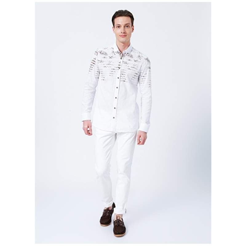 Altınyıldız Classic 4A1400000101 Normal Waist Slim Fit Straight White Men's Trousers Altınyıldız Classic 4A1400000101 Normal Waist Slim Fit Straight White Men's Trousers