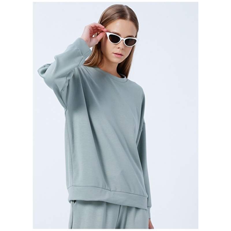 Factory Crew Neck Plain Mint Women's Sweatshirt K-HW-21B19
