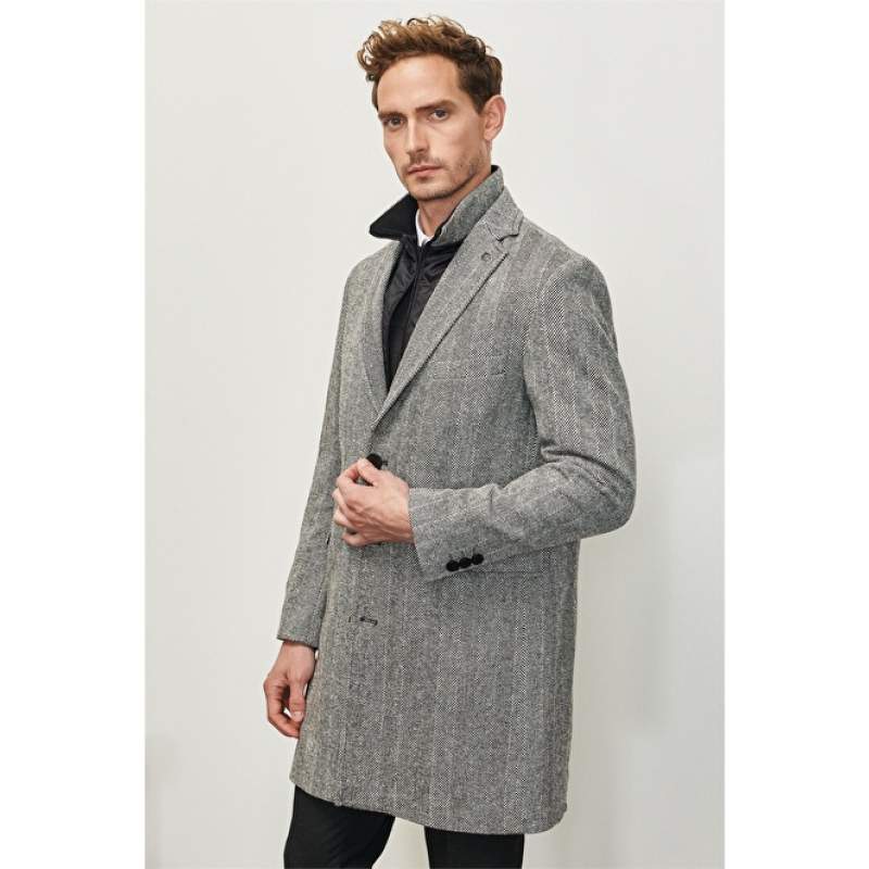 Mono Collar Knitted Pull-out Vest Wool Cachet Coat Mono Collar Knitted Pull-out Vest Wool Cachet Coat