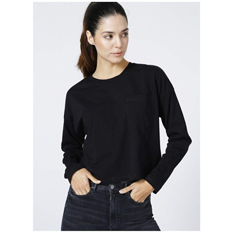 Factory Crew Neck Black Women's T-Shirt - YART