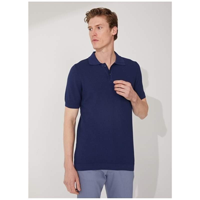 Altınyıldız Classics Polo Neck Navy Blue Men's T-Shirt 4A4923200007 Altınyıldız Classics Polo Neck Navy Blue Men's T-Shirt 4A4923200007