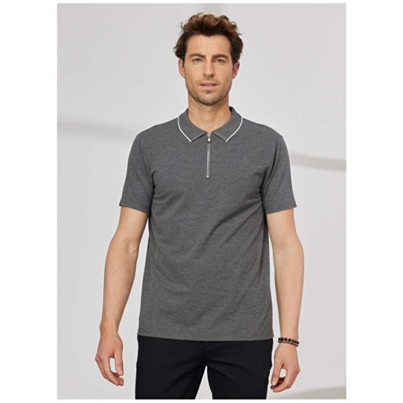 Altınyıldız Classics Polo Neck Anthracite Men's T-Shirt 4A4823200019 Altınyıldız Classics Polo Neck Anthracite Men's T-Shirt 4A4823200019