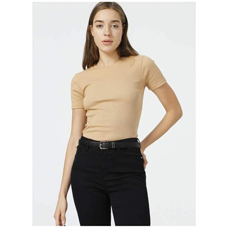 Factory Crew Neck Camel Hair Women's T-Shirt