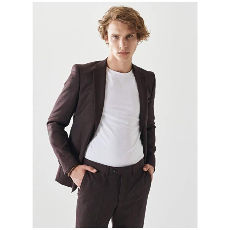 Altınyıldız Classics Normal Waist Extra Slim Claret Red - Gray Men's Suit 4A3022200032 Altınyıldız Classics Normal Waist Extra Slim Claret Red - Gray Men's Suit 4A3022200032