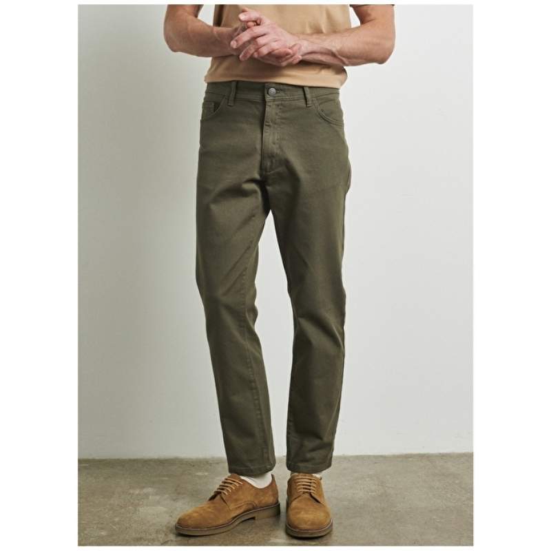Altınyıldız Classics Normal Waist Piping Comfort Fit Khaki Men's Trousers 4A0123100062