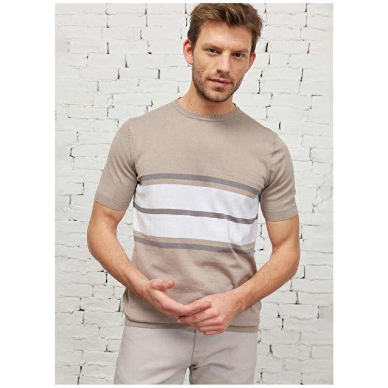 Altınyıldız Classics Crew Neck Mink Melange Men's T-Shirt 4A4923200018 Altınyıldız Classics Crew Neck Mink Melange Men's T-Shirt 4A4923200018