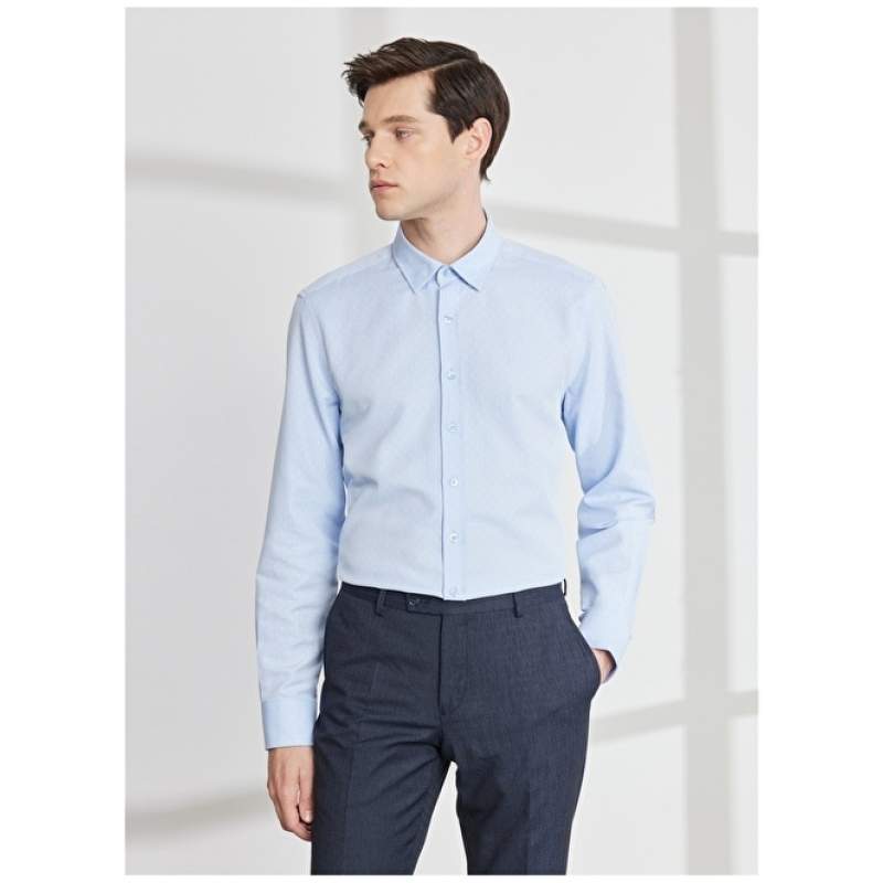 Altınyıldız Classics Slim Fit Buttoned Collar Light Blue Men's Shirt 4A2023200028 Altınyıldız Classics Slim Fit Buttoned Collar Light Blue Men's Shirt 4A2023200028