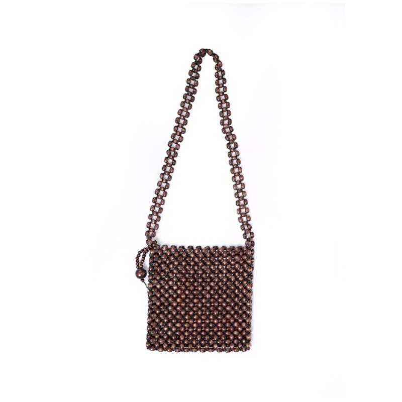 Factory Coffee Women 27x27x35 Wooden Shoulder Bag CARIA