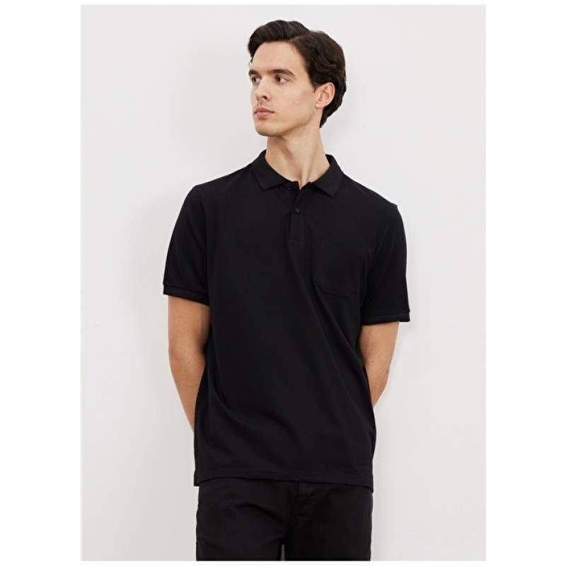 Altınyıldız Classics Polo Neck Black Men's T-Shirt 4A9000000004 Altınyıldız Classics Polo Neck Black Men's T-Shirt 4A9000000004