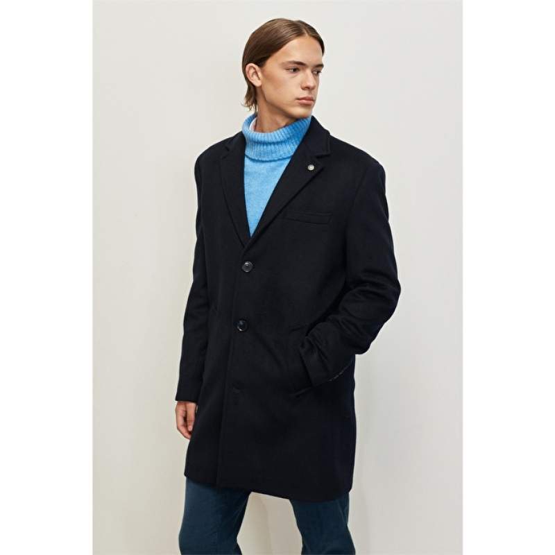Standard Fit Normal Cut Mono Collar Wool Coat
