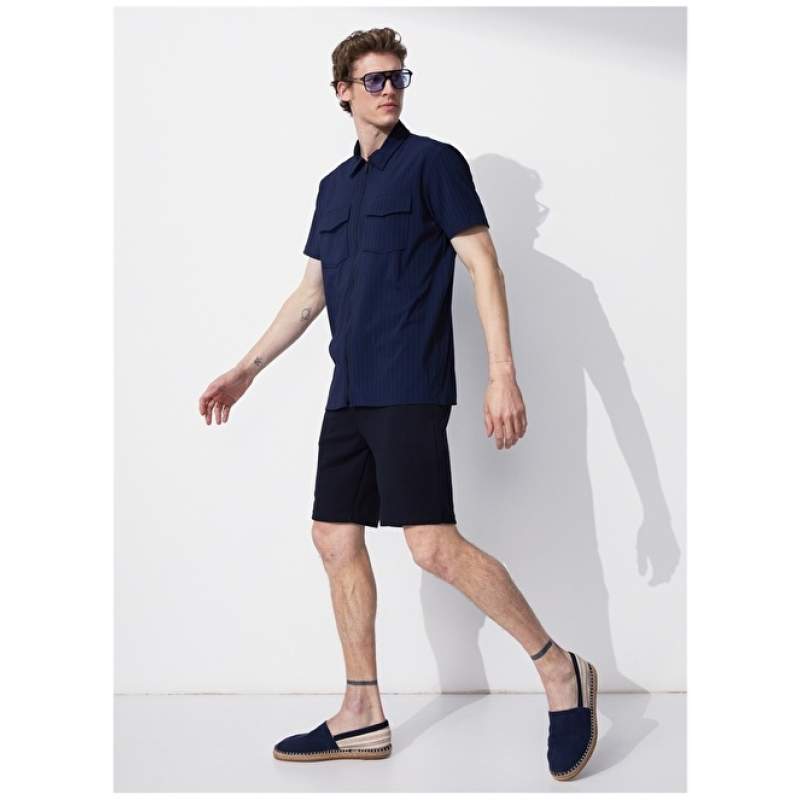 Factory Basic Shirt Collar Plain Navy Blue Men's Shirt MARCOS