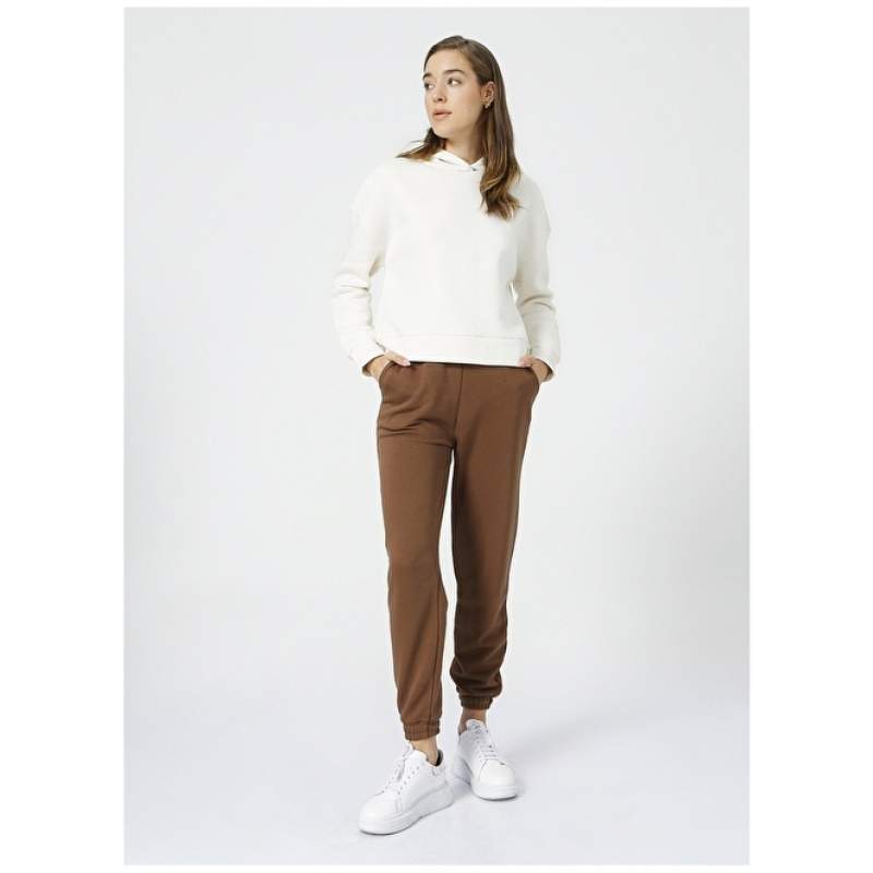 Factory High Waist Elastic Brown Women's Sweatpants - FIKA Factory High Waist Elastic Brown Women's Sweatpants - FIKA
