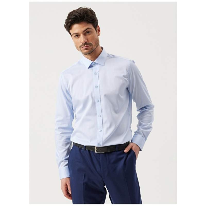 Altınyıldız Classics Normal Pattern Blue Men's Shirt 4A2023100316
