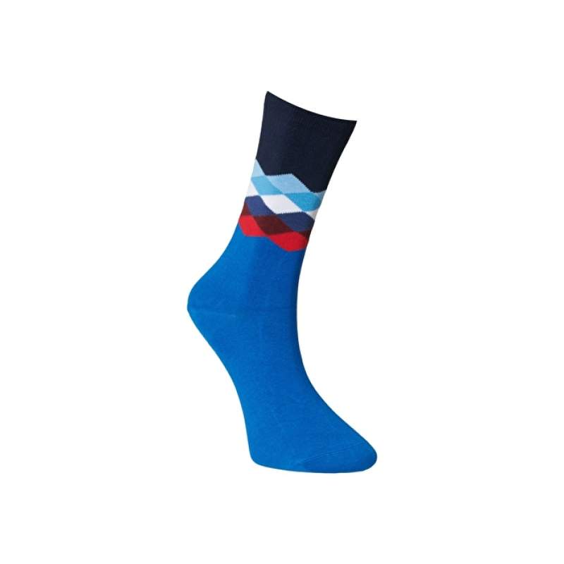 Patterned Blue Cotton Casual Socks