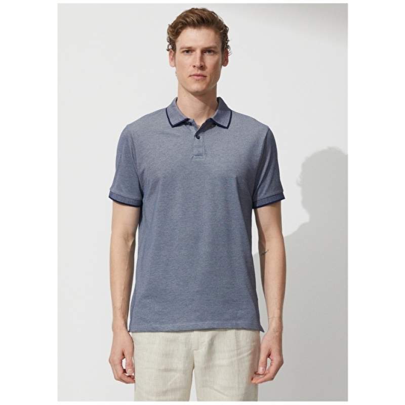 Altınyıldız Classics Polo Neck Navy Blue - White Men's T-Shirt 4A9000000003 Altınyıldız Classics Polo Neck Navy Blue - White Men's T-Shirt 4A9000000003