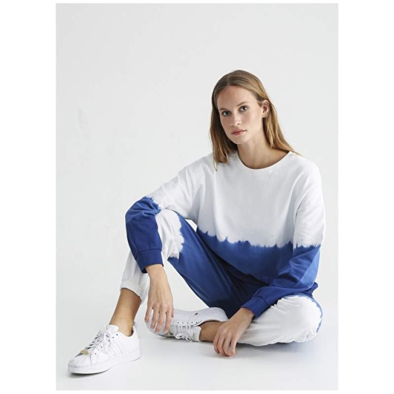 Factory Crew Neck Tie Dye Multi Color Women's Sweatshirt BINOS