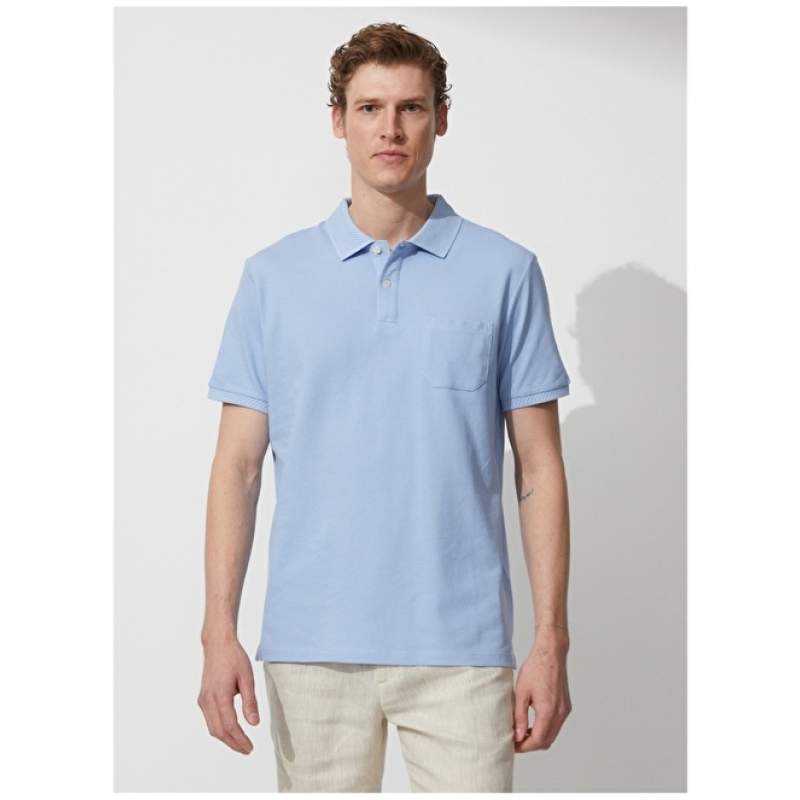 Altınyıldız Classics Polo Neck Light Blue Men's T-Shirt 4A9000000002 Altınyıldız Classics Polo Neck Light Blue Men's T-Shirt 4A9000000002
