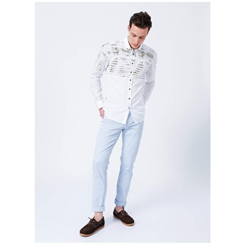 Altınyıldız Classic 4A1400000101 Normal Waist Slim Fit Straight Blue Men's Trousers Altınyıldız Classic 4A1400000101 Normal Waist Slim Fit Straight Blue Men's Trousers