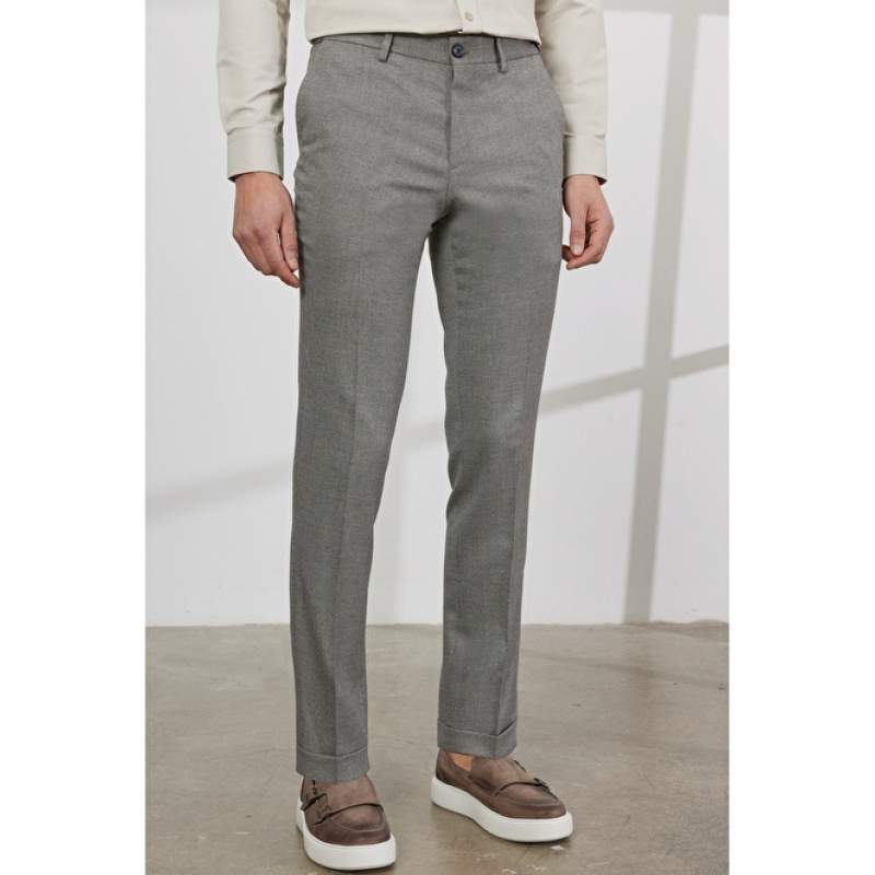 Slim Fit Side Pocket Dobby Waist Elastic Trousers