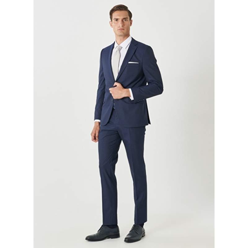 Slim Fit Slim Fit Mono Collar Striped Suit