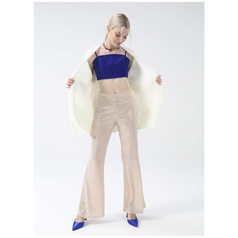 Factory Normal Waist Basic Beige Women's Trousers CHR-8