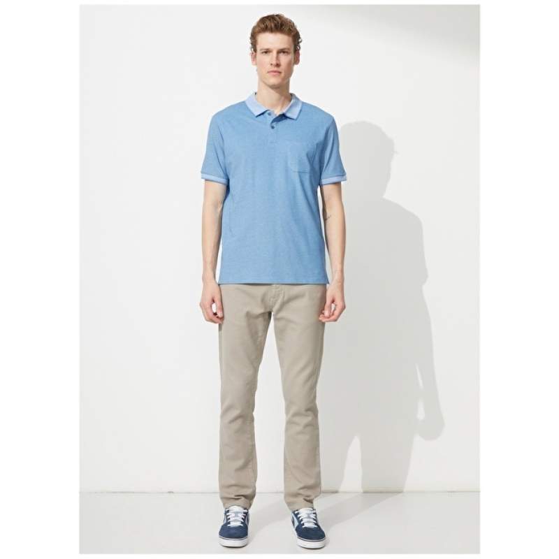 Altınyıldız Classics Polo Neck Indigo - White Men's T-Shirt 4A9000000004 Altınyıldız Classics Polo Neck Indigo - White Men's T-Shirt 4A9000000004