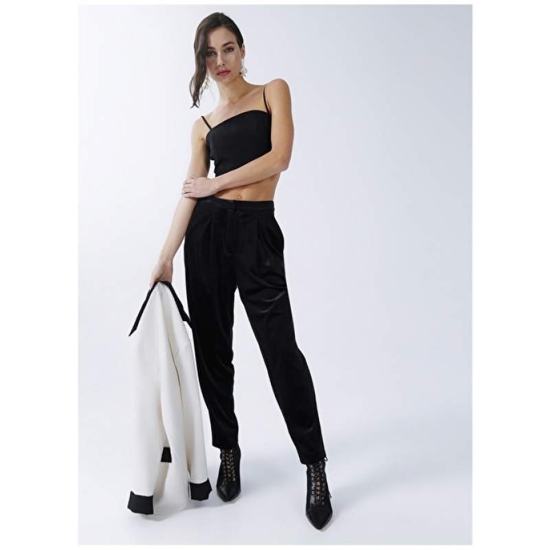 Factory Normal Waist Basic Black Women's Trousers CHR-3