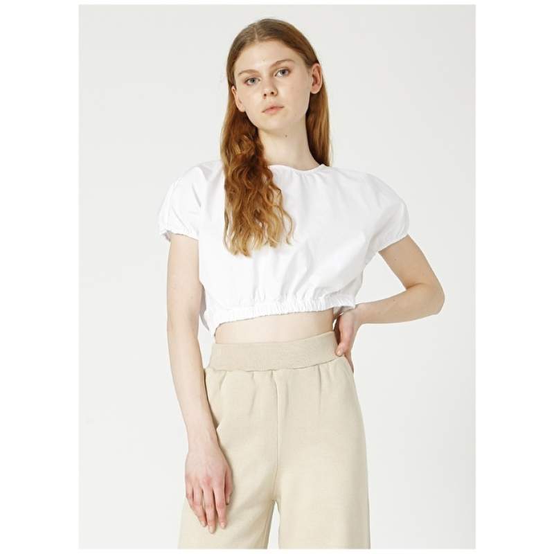 Factory Sabrina White Crew Neck Women's Blouse