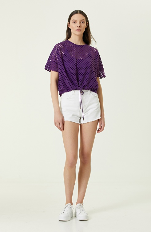 Purple Guipure Blouse