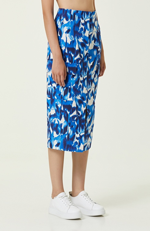 Sax Patterned Mid Skirt