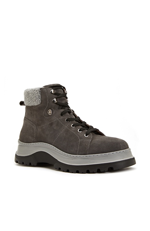 Gray Men's Suede Leather Boots