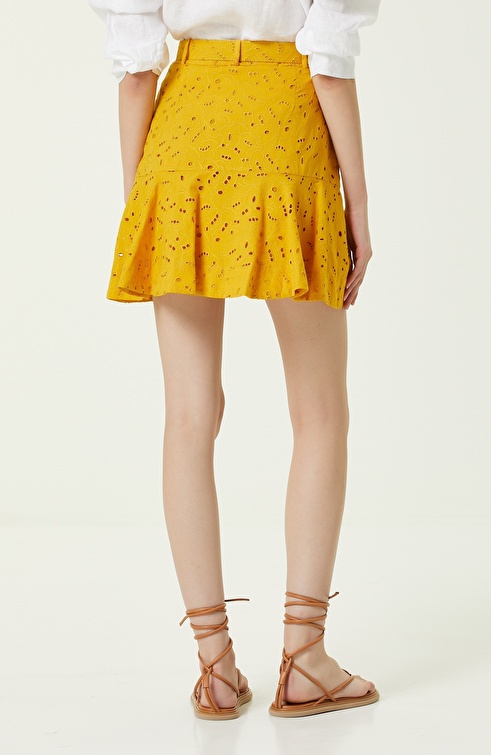 Mustard Mini Guipure Skirt