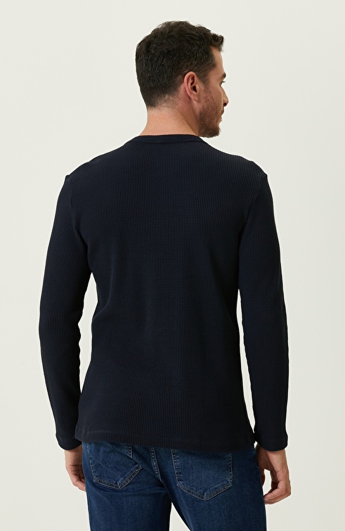 Navy Combed Cotton Sweatshirt