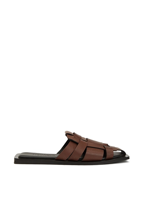 Brown Women's Leather Slippers