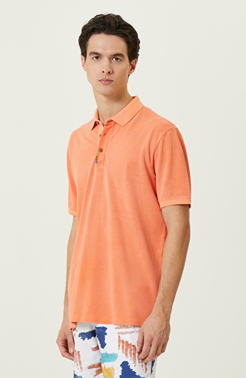 Orange Polo Neck T-Shirt