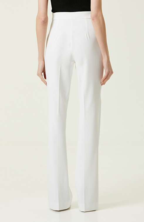 Slim Fit Ecru Crepe Tuxedo Pants