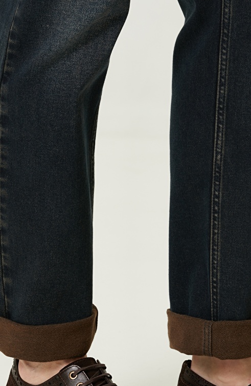 Normal Waist Indigo Denim Trousers