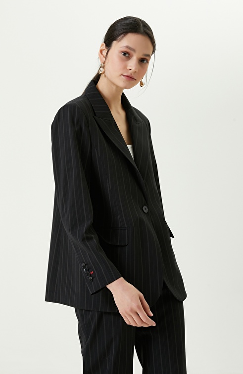 Two Button Black Blazer Jacket